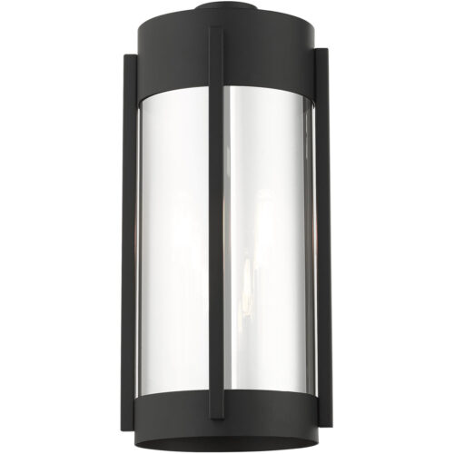 7.5 inch 2 Light Black Outdoor Wall Lantern Pendant Lighting Fixture with Electrical Plated Smoke Glass Shade-Lighting LumensLantern