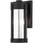 7.5 inch 2 Light Black Outdoor Wall Lantern Pendant Lighting Fixture with Electrical Plated Smoke Glass Shade-Lighting LumensLantern