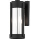 7.5 inch 2 Light Black Outdoor Wall Lantern Pendant Lighting Fixture with Electrical Plated Smoke Glass Shade-Lighting LumensLantern