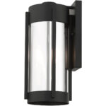 7.5 inch 2 Light Black Outdoor Wall Lantern Pendant Lighting Fixture with Electrical Plated Smoke Glass Shade-Lighting LumensLantern