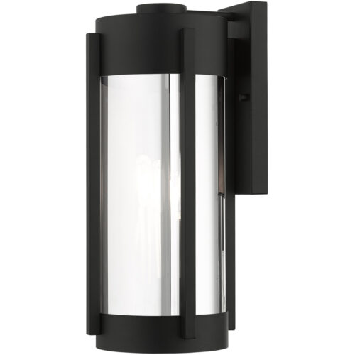 8.5 inch 3 Light Black Outdoor Wall Lantern Pendant Lighting Fixture with Electrical Plated Smoke Glass Shade-Lighting LumensLantern