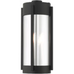 8.5 inch 3 Light Black Outdoor Wall Lantern Pendant Lighting Fixture with Electrical Plated Smoke Glass Shade-Lighting LumensLantern