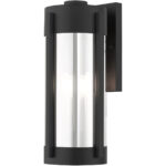 8.5 inch 3 Light Black Outdoor Wall Lantern Pendant Lighting Fixture with Electrical Plated Smoke Glass Shade-Lighting LumensLantern