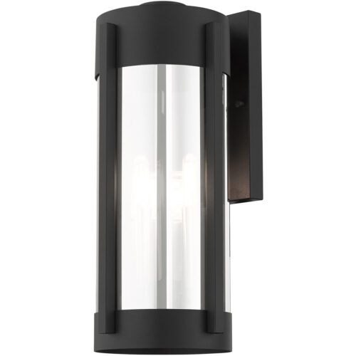 8.5 inch 3 Light Black Outdoor Wall Lantern Pendant Lighting Fixture with Electrical Plated Smoke Glass Shade-Lighting LumensLantern