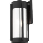 8.5 inch 3 Light Black Outdoor Wall Lantern Pendant Lighting Fixture with Electrical Plated Smoke Glass Shade-Lighting LumensLantern