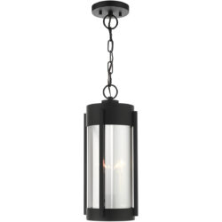 2 Light Black Outdoor Pendant Lantern Pendant Lighting Fixture with Electrical Plated Smoke Glass Shade-Lighting LumensLantern