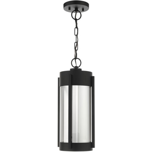 2 Light Black Outdoor Pendant Lantern Pendant Lighting Fixture with Electrical Plated Smoke Glass Shade-Lighting LumensLantern