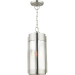 2 Light Brushed Nickel Outdoor Pendant Lantern Pendant Lighting Fixture with Electrical Plated Smoke Glass Shade-Lighting LumensLantern