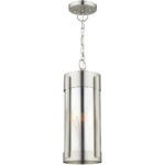 2 Light Brushed Nickel Outdoor Pendant Lantern Pendant Lighting Fixture with Electrical Plated Smoke Glass Shade-Lighting LumensLantern