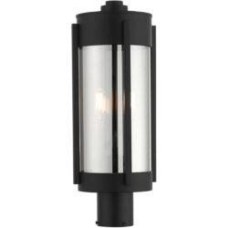 2 Light Black Outdoor Post Top Lantern Pendant Lighting Fixture with Electrical Plated Smoke Glass Shade-Lighting LumensLantern