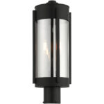 2 Light Black Outdoor Post Top Lantern Pendant Lighting Fixture with Electrical Plated Smoke Glass Shade-Lighting LumensLantern