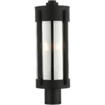 2 Light Black Outdoor Post Top Lantern Pendant Lighting Fixture with Electrical Plated Smoke Glass Shade-Lighting LumensLantern