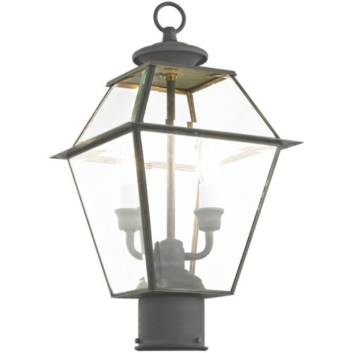 9 inch 2 Light Charcoal Outdoor Post Lantern Pendant Lighting Fixture with Clear Beveled Glass Shade-Lighting LumensLantern