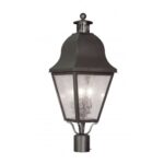 10.5 inch 3 Light Bronze Outdoor Post Lantern Pendant Lighting Fixture with Seeded Glass Shade-Lighting LumensLantern