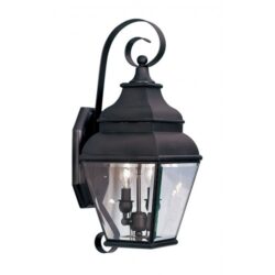 8 inch 2 Light Bronze Outdoor Wall Lantern Pendant Lighting Fixture with Clear Beveled Glass Shade-Lighting LumensLantern