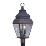 8 inch 2 Light Bronze Outdoor Post Lantern Pendant Lighting Fixture with Clear Beveled Glass Shade-Lighting LumensLantern