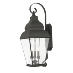 10 inch 3 Light Black Outdoor Wall Lantern Pendant Lighting Fixture with Clear Beveled Glass Shade-Lighting LumensLantern