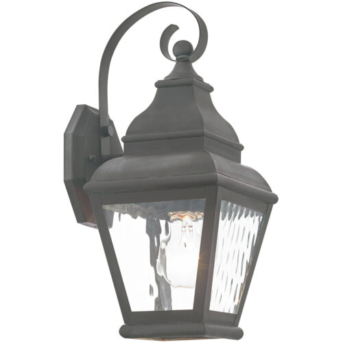 6.5 inch 1 Light Charcoal Outdoor Wall Lantern Pendant Lighting Fixture with Clear Water Glass Shade-Lighting LumensLantern