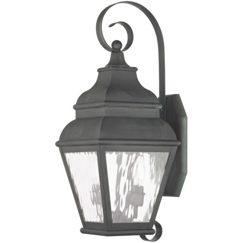 8 inch 2 Light Charcoal Outdoor Wall Lantern Pendant Lighting Fixture with Clear Water Glass Shade-Lighting LumensLantern