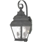 8 inch 2 Light Charcoal Outdoor Wall Lantern Pendant Lighting Fixture with Clear Water Glass Shade-Lighting LumensLantern