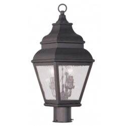 8 inch 2 Light Bronze Outdoor Post Lantern Pendant Lighting Fixture with Clear Water Glass Shade-Lighting LumensLantern