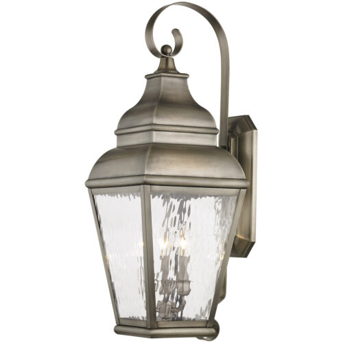 10 inch 3 Light VPW Outdoor Wall Lantern Pendant Lighting Fixture with Clear Water Glass Shade-Lighting LumensLantern