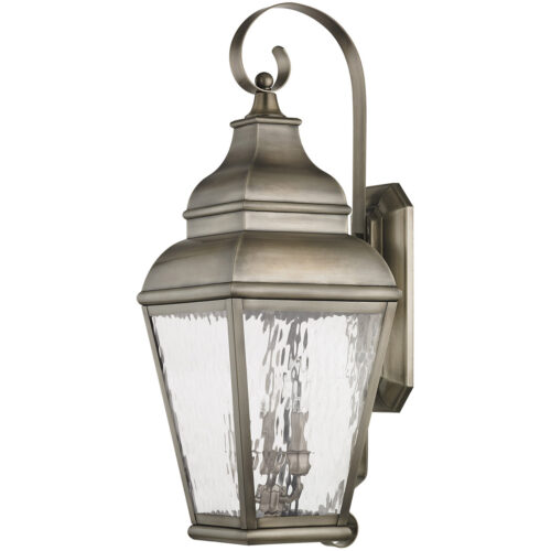 10 inch 3 Light VPW Outdoor Wall Lantern Pendant Lighting Fixture with Clear Water Glass Shade-Lighting LumensLantern