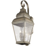 10 inch 3 Light VPW Outdoor Wall Lantern Pendant Lighting Fixture with Clear Water Glass Shade-Lighting LumensLantern