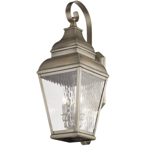 10 inch 3 Light VPW Outdoor Wall Lantern Pendant Lighting Fixture with Clear Water Glass Shade-Lighting LumensLantern