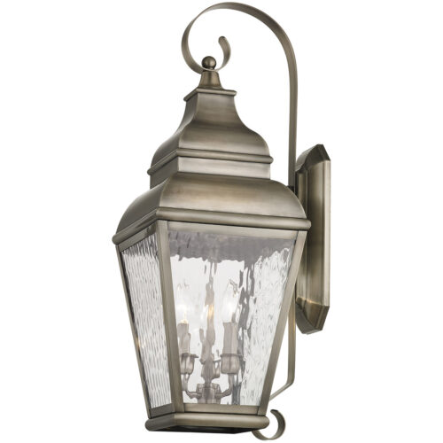 10 inch 3 Light VPW Outdoor Wall Lantern Pendant Lighting Fixture with Clear Water Glass Shade-Lighting LumensLantern