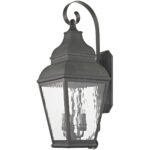 10 inch 3 Light Charcoal Outdoor Wall Lantern Pendant Lighting Fixture with Clear Water Glass Shade-Lighting LumensLantern