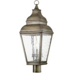 10 inch 3 Light VPW Outdoor Post Lantern Pendant Lighting Fixture with Clear Water Glass Shade-Lighting LumensLantern