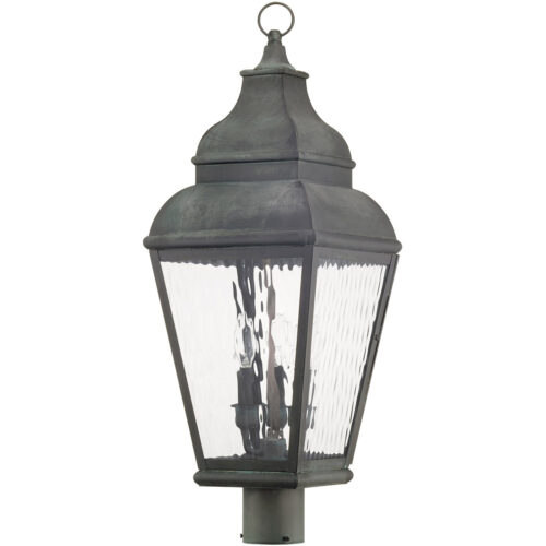 10 inch 3 Light Charcoal Outdoor Post Lantern Pendant Lighting Fixture with Clear Water Glass Shade-Lighting LumensLantern