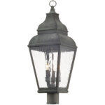 10 inch 3 Light Charcoal Outdoor Post Lantern Pendant Lighting Fixture with Clear Water Glass Shade-Lighting LumensLantern