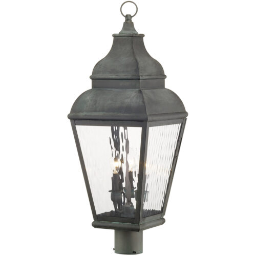 10 inch 3 Light Charcoal Outdoor Post Lantern Pendant Lighting Fixture with Clear Water Glass Shade-Lighting LumensLantern