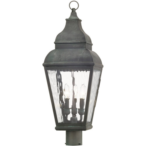 10 inch 3 Light Charcoal Outdoor Post Lantern Pendant Lighting Fixture with Clear Water Glass Shade-Lighting LumensLantern