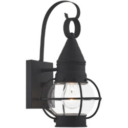 7 inch 1 Light Black Outdoor Wall Lantern Pendant Lighting Fixture with Clear Glass Shade-Lighting LumensLantern