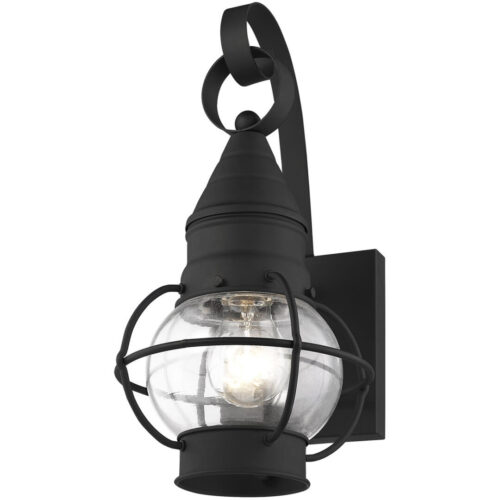 7 inch 1 Light Black Outdoor Wall Lantern Pendant Lighting Fixture with Clear Glass Shade-Lighting LumensLantern