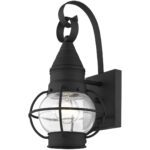 7 inch 1 Light Black Outdoor Wall Lantern Pendant Lighting Fixture with Clear Glass Shade-Lighting LumensLantern