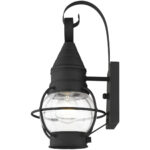 7 inch 1 Light Black Outdoor Wall Lantern Pendant Lighting Fixture with Clear Glass Shade-Lighting LumensLantern