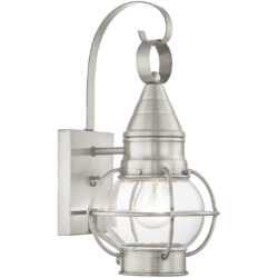 7 inch 1 Light Brushed Nickel Outdoor Wall Lantern Pendant Lighting Fixture with Clear Glass Shade-Lighting LumensLantern