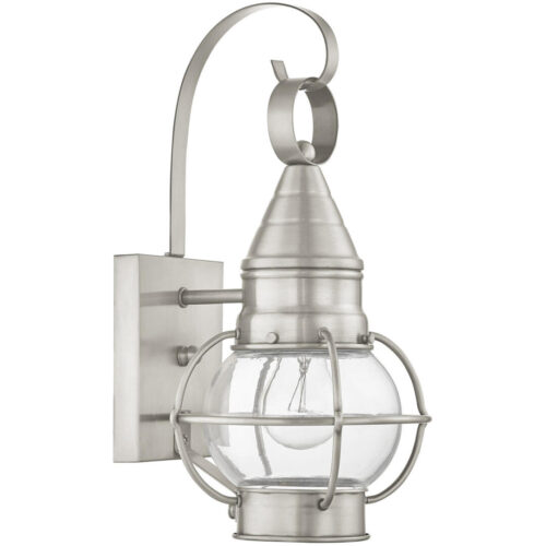 7 inch 1 Light Brushed Nickel Outdoor Wall Lantern Pendant Lighting Fixture with Clear Glass Shade-Lighting LumensLantern