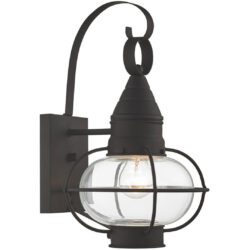 8.75 inch 1 Light Black Outdoor Wall Lantern Pendant Lighting Fixture with Clear Glass Shade-Lighting LumensLantern