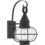 8.75 inch 1 Light Black Outdoor Wall Lantern Pendant Lighting Fixture with Clear Glass Shade-Lighting LumensLantern