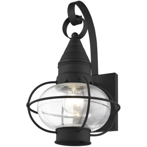 8.75 inch 1 Light Black Outdoor Wall Lantern Pendant Lighting Fixture with Clear Glass Shade-Lighting LumensLantern