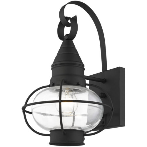 8.75 inch 1 Light Black Outdoor Wall Lantern Pendant Lighting Fixture with Clear Glass Shade-Lighting LumensLantern