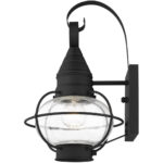 8.75 inch 1 Light Black Outdoor Wall Lantern Pendant Lighting Fixture with Clear Glass Shade-Lighting LumensLantern