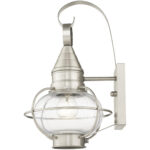 8.75 inch 1 Light Brushed Nickel Outdoor Wall Lantern Pendant Lighting Fixture with Clear Glass Shade-Lighting LumensLantern