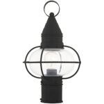 1 Light Black Outdoor Post Lantern Pendant Lighting Fixture with Clear Glass Shade-Lighting LumensLantern