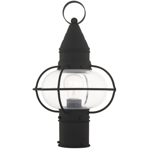 1 Light Black Outdoor Post Lantern Pendant Lighting Fixture with Clear Glass Shade-Lighting LumensLantern